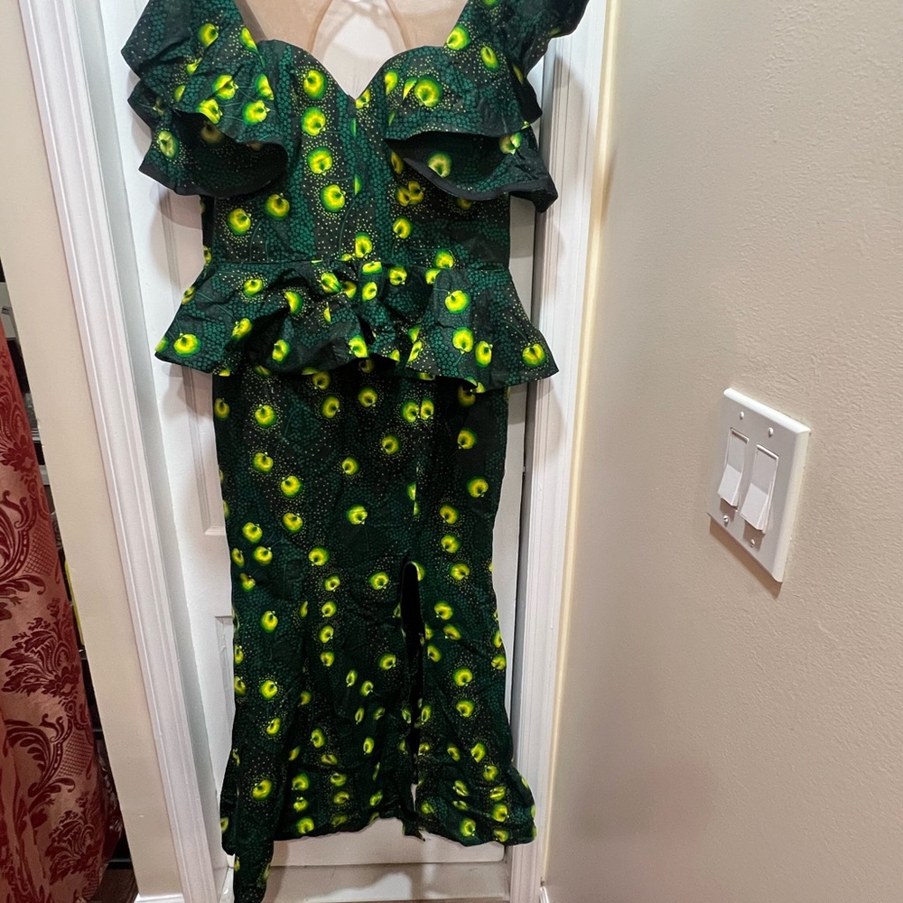 Elegant Green and Yellow Maxi Dress